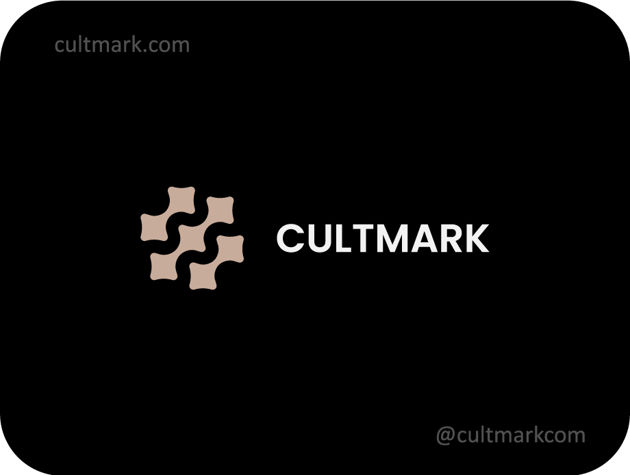 Cultmark Abstract Stars logo, minimalist beige vector symbol of interconnected star-shaped geometric elements representing inspiration and premium brand identity.