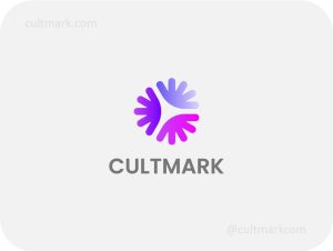 Cultmark Abstract flower logo, vibrant purple and pink vector symbol of three organic petal-like shapes representing growth, unity and modern brand identity.