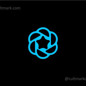 blue star aperture logo with camera shutter blades
