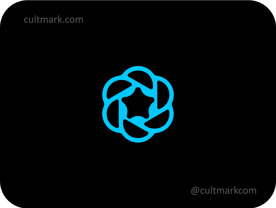 blue star aperture logo with camera shutter blades
