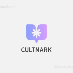 open book logo with star symbol and gradient color